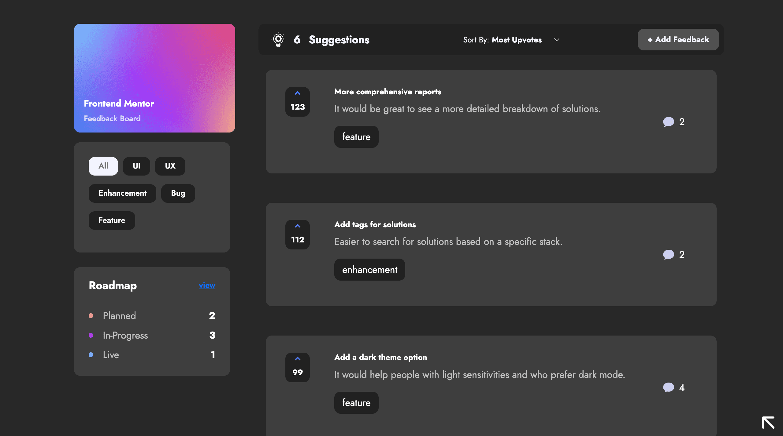 📝 Product Feedback App screenshot